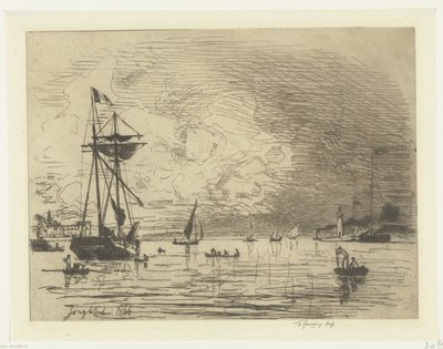 从红福尔港出港
Sortie du port de Honfleur（标题见实物） 作者 约翰·巴索德·琼金德（Johan Barthold Jongkind）