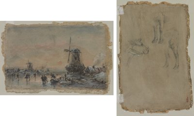 阿恩海姆风景（正面） 公牛研究（背面） 作者 约翰·巴索德·琼金德（Johan Barthold Jongkind）