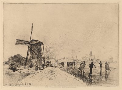 马斯林斯村庄景观（Vue de la ville de Maaslins (Hollande) 作者 约翰·巴索德·琼金德（Johan Barthold Jongkind）
