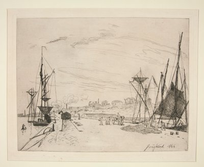 Vue du Port au Chemin de Fer ?翁弗勒铁路港口景观 作者 约翰·巴索德·琼金德（Johan Barthold Jongkind）