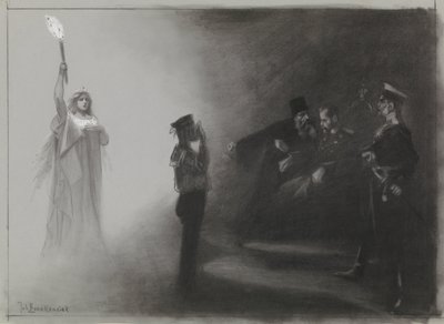 《DeAmsterdammer：俄罗斯在海上的失败》中的插图设计，1905 年 6 月 4 日 作者 约翰·布拉肯西克（Johan Braakensiek）