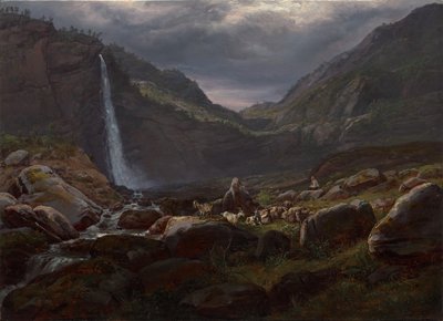 费热瀑布（Feigefossen），挪威莱斯特峡湾 作者 约翰·克里斯蒂安·达尔