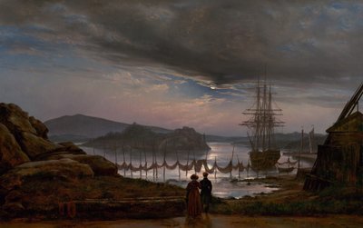 从克里斯蒂亚尼亚附近的瓦埃克罗看，1827年。 作者 约翰·克里斯蒂安·达尔