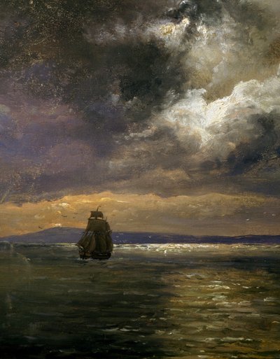 Christianiafiorden景观，由Johan Christian Clausen Dahl（1788-1857）创作，细节，挪威 作者 约翰·克里斯蒂安·达尔