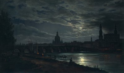 德累斯顿的看法由月光 作者 Johan Christian Dahl
