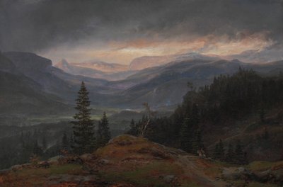 俯瞰哈林达尔（Hallingdal），1844年。 作者 约翰·克里斯蒂安·达尔