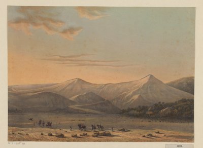布罗莫火山景观
1856 年喷火的布罗莫火山（Probolingo 住所）（物体上的标题） 作者 弗兰斯·布法恩·佐南