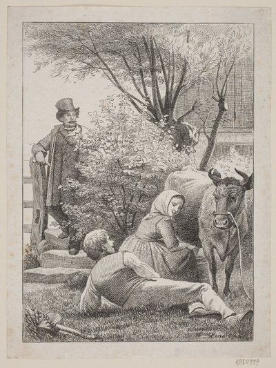 "Sidstille hos din røde ko"，Chr. Winthus "木刻 "的扉页 作者 朱利叶斯·埃克斯纳