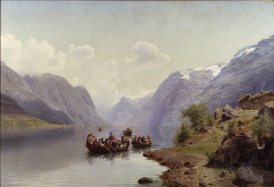 新娘护送在Hardanger峡湾，1865年 作者 约翰·弗雷德里克·埃克斯伯格