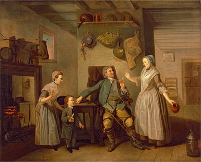 大卫·加里克（David Garrick）的《农夫归来》中的大卫·加里克（David Garrick）和玛丽·布拉德肖（Mary Bradshaw） 作者 Johan Joseph Zoffany