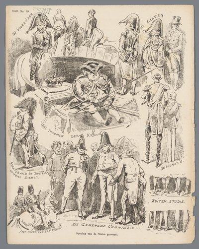 1870 年州议会开幕式漫画
州议会开幕（标题在实物上） 作者 约翰·迈克尔·施密特·克兰斯