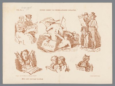 关于不同类型报纸读者的漫画，1870 年
荷兰报纸的一些读者（标题见实物） 作者 约翰·迈克尔·施密特·克兰斯