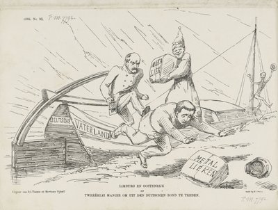 关于俾斯麦和德意志联邦的漫画，1866 年
林堡和奥地利或德意志联邦的两条出路（标题见实物） 作者 约翰·迈克尔·施密特·克兰斯