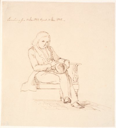 坐在沙发上的 Thorvaldsen 作者 约翰·托马斯·伦比