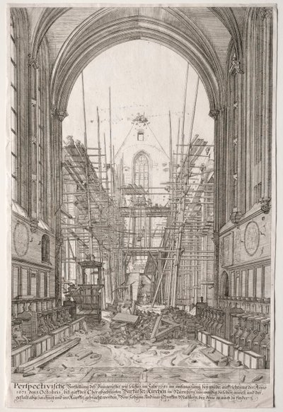 苏黎世古代艺术：方济各会教堂内的风景，Barfüsser-Kirke，1681年。 作者 约翰·乌尔里希·克劳斯