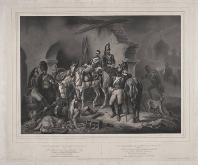 莫斯科克里姆林宫的法国军队 - Woelfle, Johannes (1807-1893) - 1830 - 石版画 - 60,8x85,9 - 私人收藏 作者 约翰沃尔夫