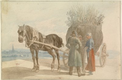 奥地利农民骑马推车，远眺维也纳 作者 约翰·亚当·克莱因（Johann Adam Klein）