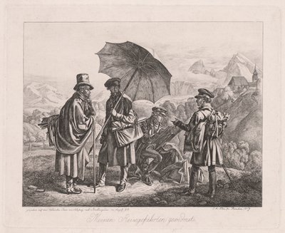旅途中的艺术家，1819年。 作者 约翰·亚当·克莱因（Johann Adam Klein）