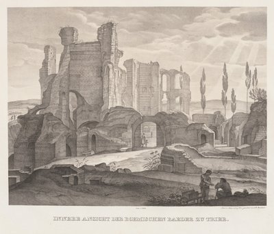 罗马浴场的内部视图在特里尔，1826年。 作者 约翰·安东·朗布