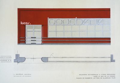 Boucherie Isothermique到Vitrine Refrigeree，L Savreux，精品店，Henry Delacroix，版本S De Bonadona，巴黎，20世纪20年代末，Pochoir Print 作者 兰皮的约翰·浸信会贵族