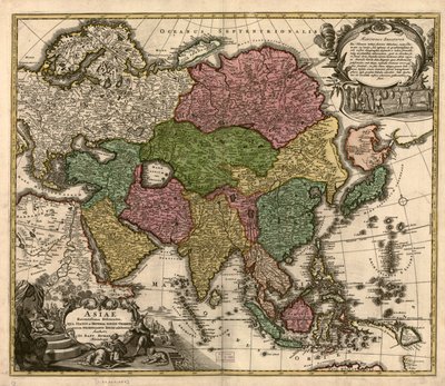 亚洲近代地图：东方全境的地位和统治，以及东方印度的现状》（Asiae recentissima delineatio, qua status et imperia totius orientis unacum orientalibus indiis exhibentur LOC 2007627524 作者 约翰浸信会霍曼