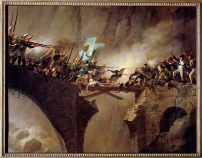 第二次联盟战役："1799 年 9 月 26 日，俄国元帅亚历山大-苏瓦洛夫（Alexander Souwaroff，又称苏瓦洛夫或亚历山大-苏沃洛夫）（1729-1800 年）在瑞士通过魔鬼桥，击退法国起义军的武装。 作者 约翰浸信会的灵魂