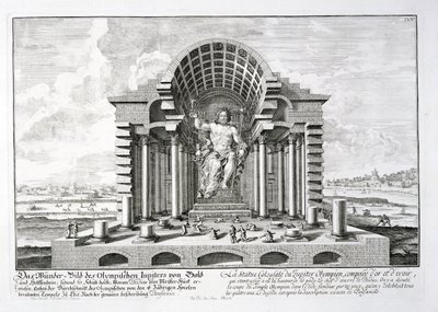 Phidias的奥林匹亚宙斯雕像，来自“历史建筑设计”的第5块，由Johann Adam Delsenbach（1687-1765）1721年刻 作者 埃拉赫（Erlach）的约翰·伯恩哈德·菲舍尔（Johann Bernhard Fischer）