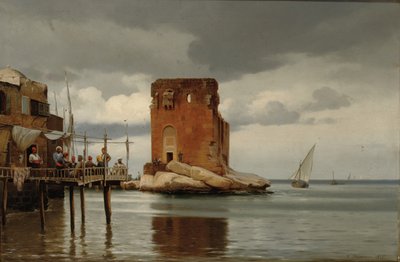 Ved tolboden i Beyroeth。 贝鲁特有收费港口的港口场景 作者 约翰·卡尔·纽曼