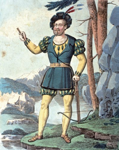 Franz von Schober 饰威廉-退尔 .1837（彩色雕刻） 作者 约翰·克里斯蒂安（后）舍勒