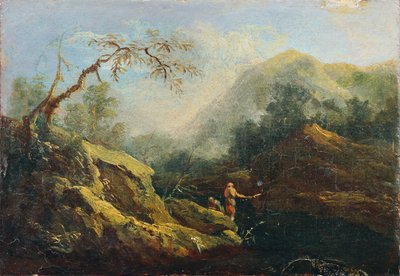 有垂钓者的山景 作者 约翰·克里斯汀·布兰德（Johann Christian Brand）
