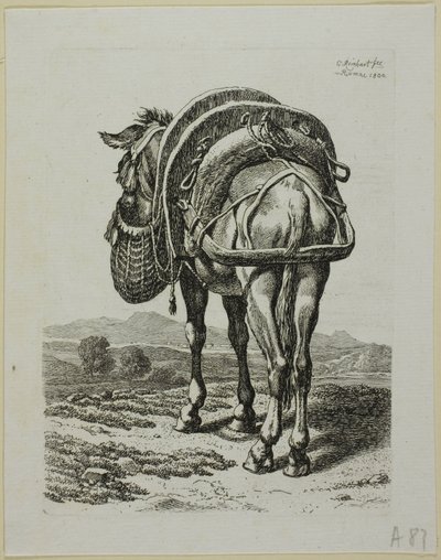 喂骡子 - 后部，选自《第二动物序列 作者 约翰·克里斯汀·赖因哈特（Johann Christian Reinhart）
