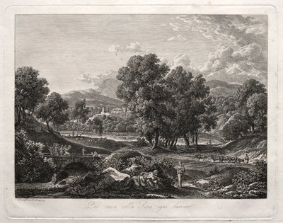 英勇的风景：1792年，在桥上的牧羊人舞。 作者 约翰·克里斯汀·赖因哈特（Johann Christian Reinhart）