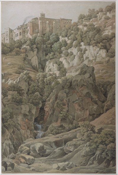 1797年，萨宾山脉Subiaco附近的Santa Scholastica本笃会修道院。 作者 约翰·克里斯汀·赖因哈特（Johann Christian Reinhart）
