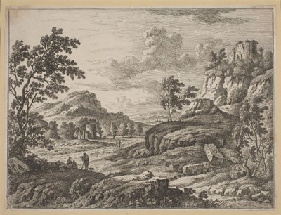 有两座废墟塔楼的风景。 作者 约翰·克里斯托夫·迪茨施（Johann Christoph Dietzsch）