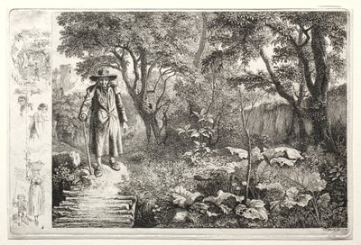 老人在原木桥Der Alte vor den Knuppelsteg之前，1819年。 作者 约翰·克里斯托夫·埃哈德