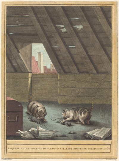 猫和狗的争吵以及猫和老鼠的争吵》（La querelle des chiens et des chats et celle des chats et des souris） 作者 Johann Christoph Teucher 模仿 Jean Baptiste Oudry