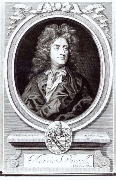 亨利·珀塞尔（1659-95）的肖像，英国作曲家，由R.怀特雕刻，1695年 作者 约翰·克洛斯特曼