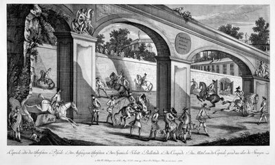 1776年，来自&39;Le Nouveau Manege&39;的马匹骑兵训练 作者 Johann Elias Ridinger或Riedinger