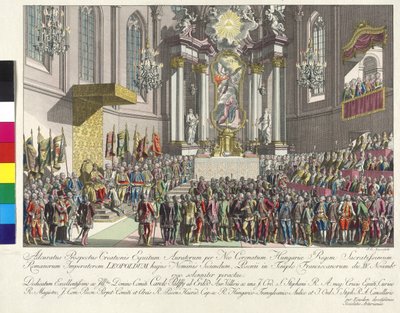 1790 年 11 月 15 日利奥波德二世皇帝在布拉迪斯拉发向匈牙利国王加冕（铜版画） 作者 Johann Ernst Mansfeld