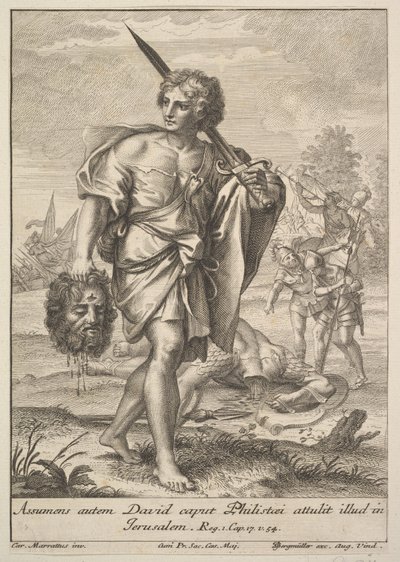大卫与歌利亚的头，1705-62。 作者 约翰·乔治·伯格穆勒（Johann Georg Bergmuller）