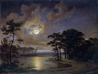 荷斯坦海 - 月光，1847年 作者 Johann Georg Haeselich