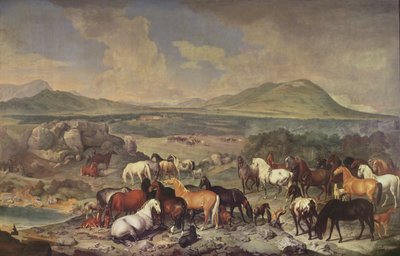 与Lipizzaner马的帝国螺柱 作者 Johann Georg Hamilton
