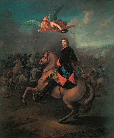 彼得一世在波尔塔瓦之战中，1710年代 作者 约翰·戈特弗里德·坦瑙尔