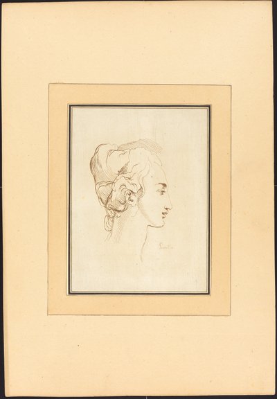 一个女人的头 作者 在 Guercino 之后的 Johann Gottlieb Prestel