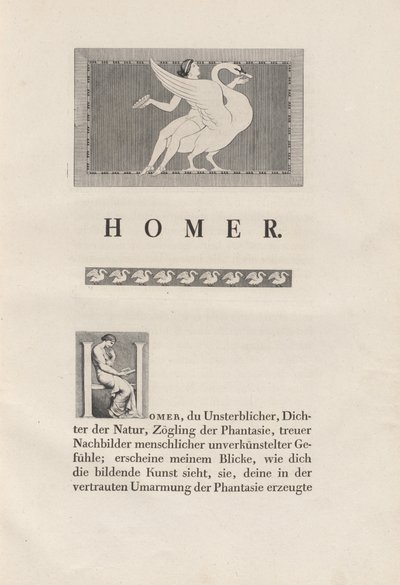 荷马从古物中汲取营养 作者 Johann Heinrich Wilhelm Tischbein 为作家 Homer 和 Christian Gottlob Heyne
