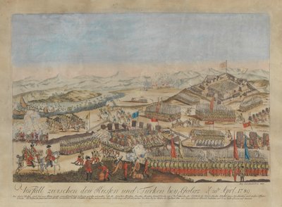 1789年4月20日，俄罗斯和奥斯曼军队在加拉茨发生的事件，1789年。 作者 Johann Hieronymus Loeschenkohl