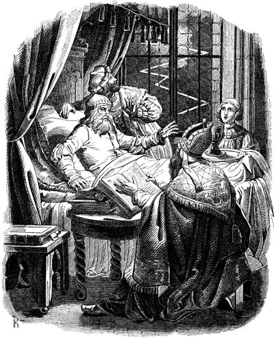 狮子亨利（Henry the Lion）去世前在不伦瑞克（Brunswiek）插图摘自E. Duller，1840年德国人民的历史 作者 约翰·雅各布·基希霍夫（Johann Jakob Kirchhoff）