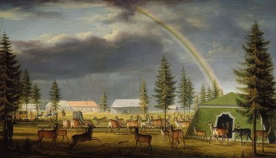 动物表演在Gatchina公园。 1792 作者 约翰·雅各布·梅滕利特（Johann Jakob Mettenleiter）