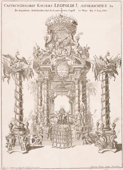 维也纳奥古斯丁教堂为莱奥波德一世皇帝搭建的葬礼脚手架，1705 年 作者 约翰·卢卡斯·冯·希尔德布兰特