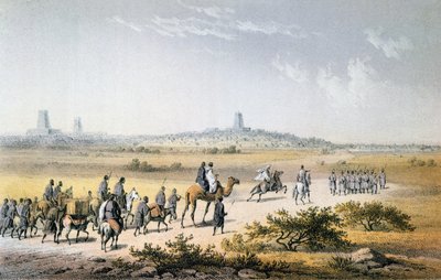1853年Heinrich Barth（1821-65）Caravan进入廷巴克图，由Barth创作的“北非和中非的旅行和发现”，由Eberhard Emminger（1808-85）雕刻，1857年出版（colou 作者 约翰·马丁·伯纳兹（Johann Martin Bernatz）